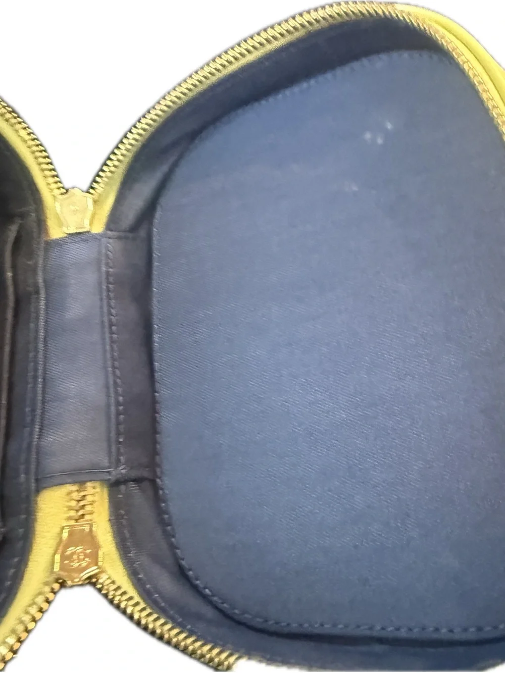 CHANEL Yellow-Green Tweed Mania top handle Vanity Crossbody case bag